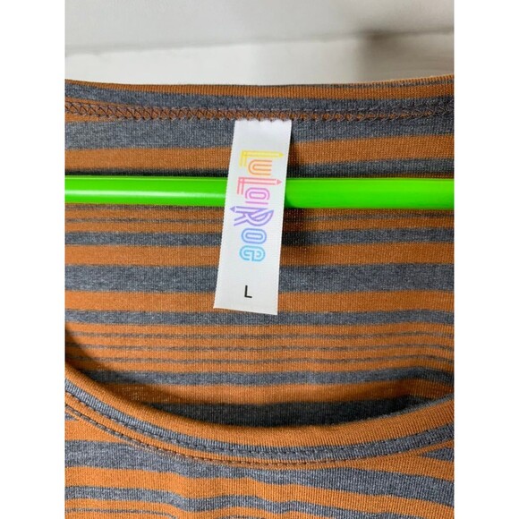 Lularoe Lynnae L Brown Stripes NWT - Picture 3 of 5